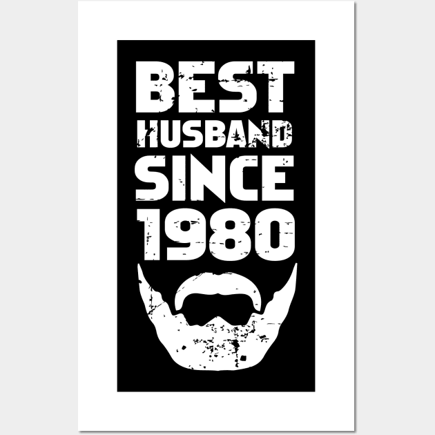 40th Anniversary Gift For Him Best Husband Since 1980 T-Shirt Wall Art by RW